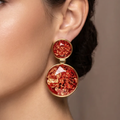 Round Waterproof Non-Tarnish Resin Inlay Stud Earrings for Women
