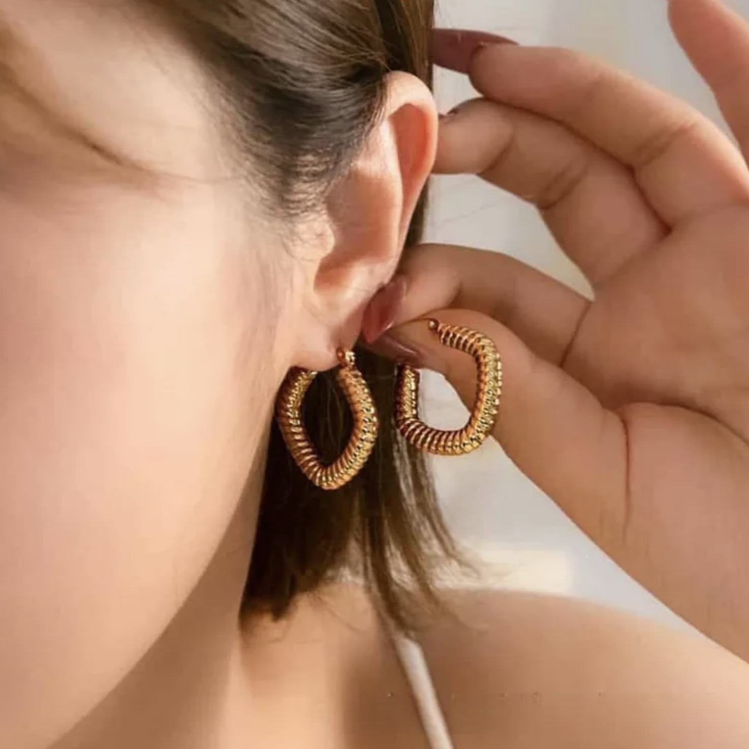 Retro Twist Earrings for Women in Stainless Steel