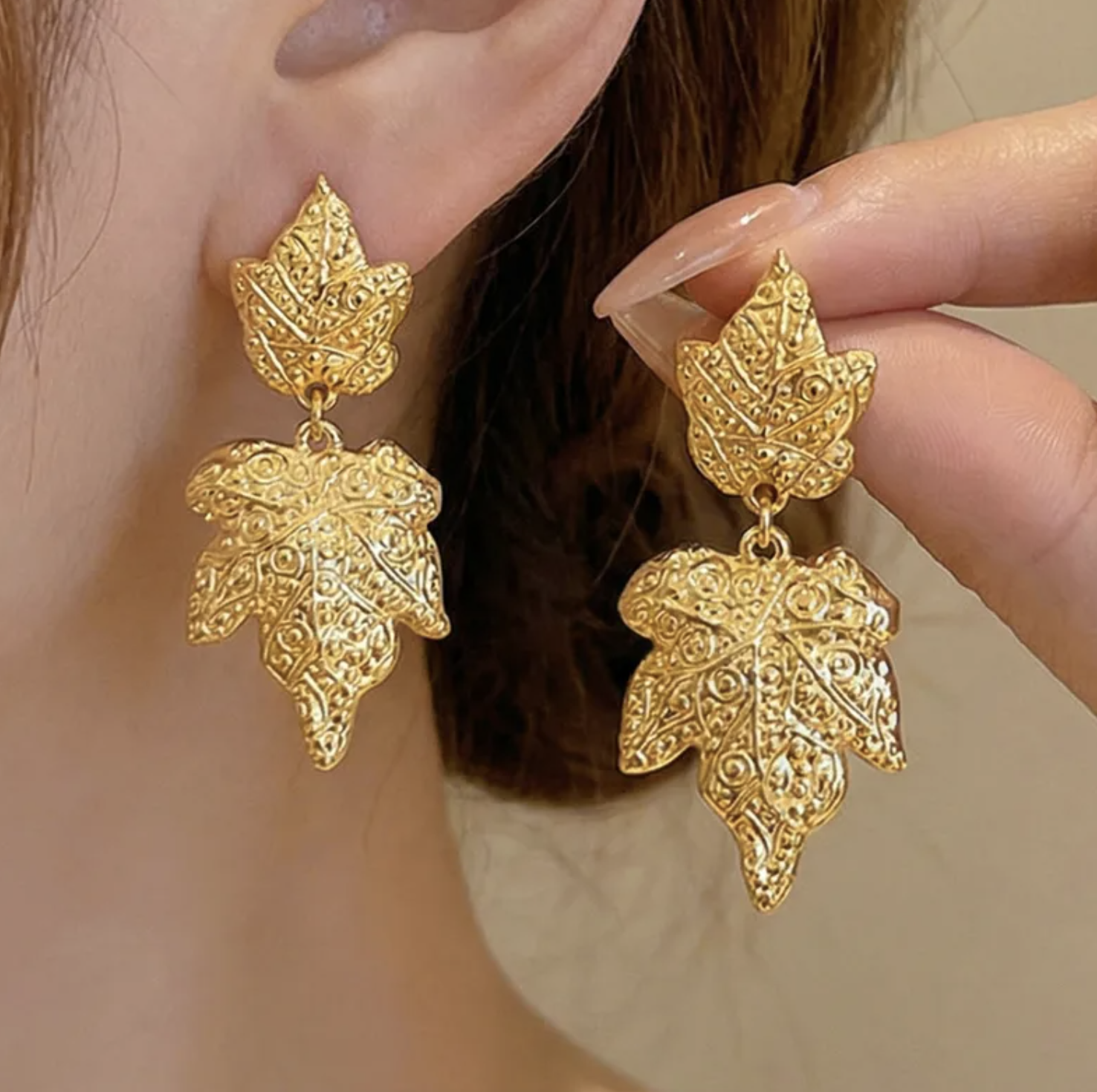 Heart Shell Oil Press Earrings for Women in Stainless Steel