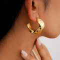 Round Irregular Minimalist Stud Earrings for Women in Stainless Steel