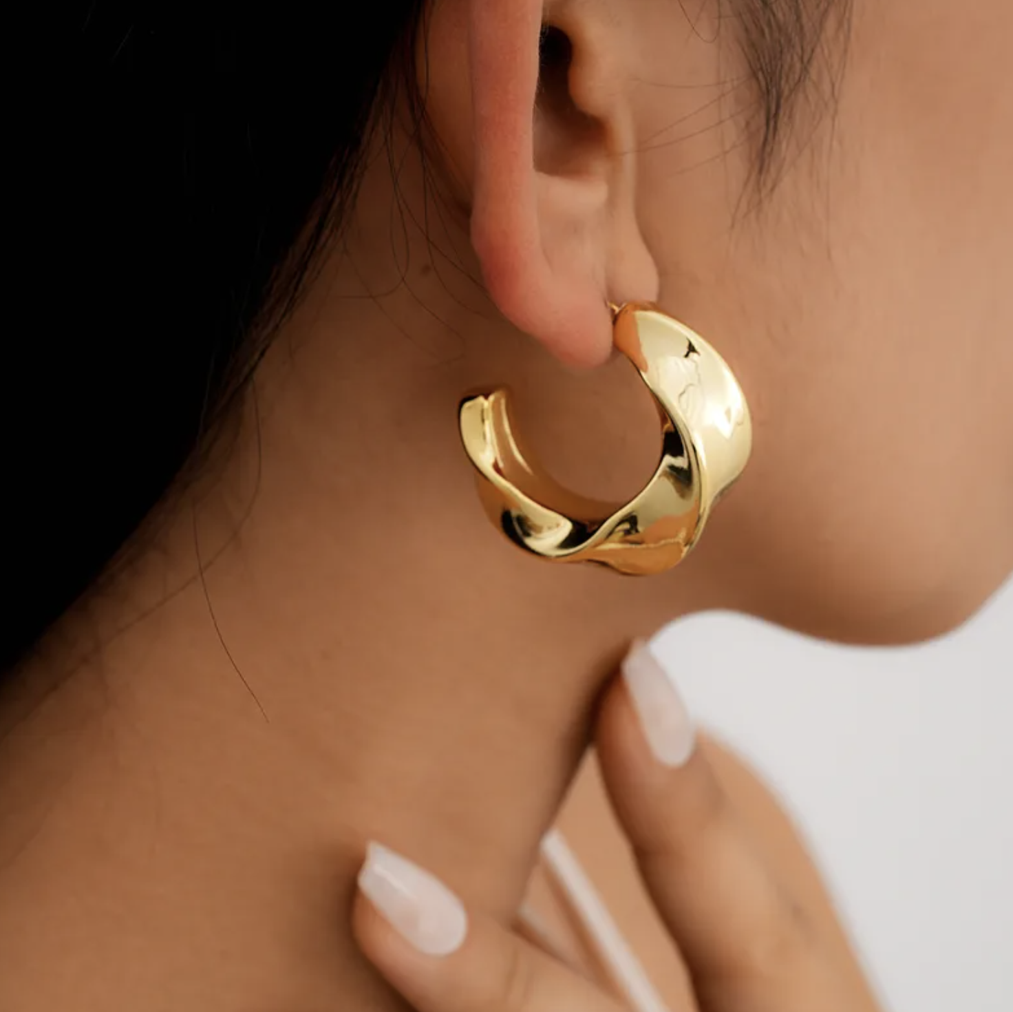 Round Irregular Minimalist Stud Earrings for Women in Stainless Steel