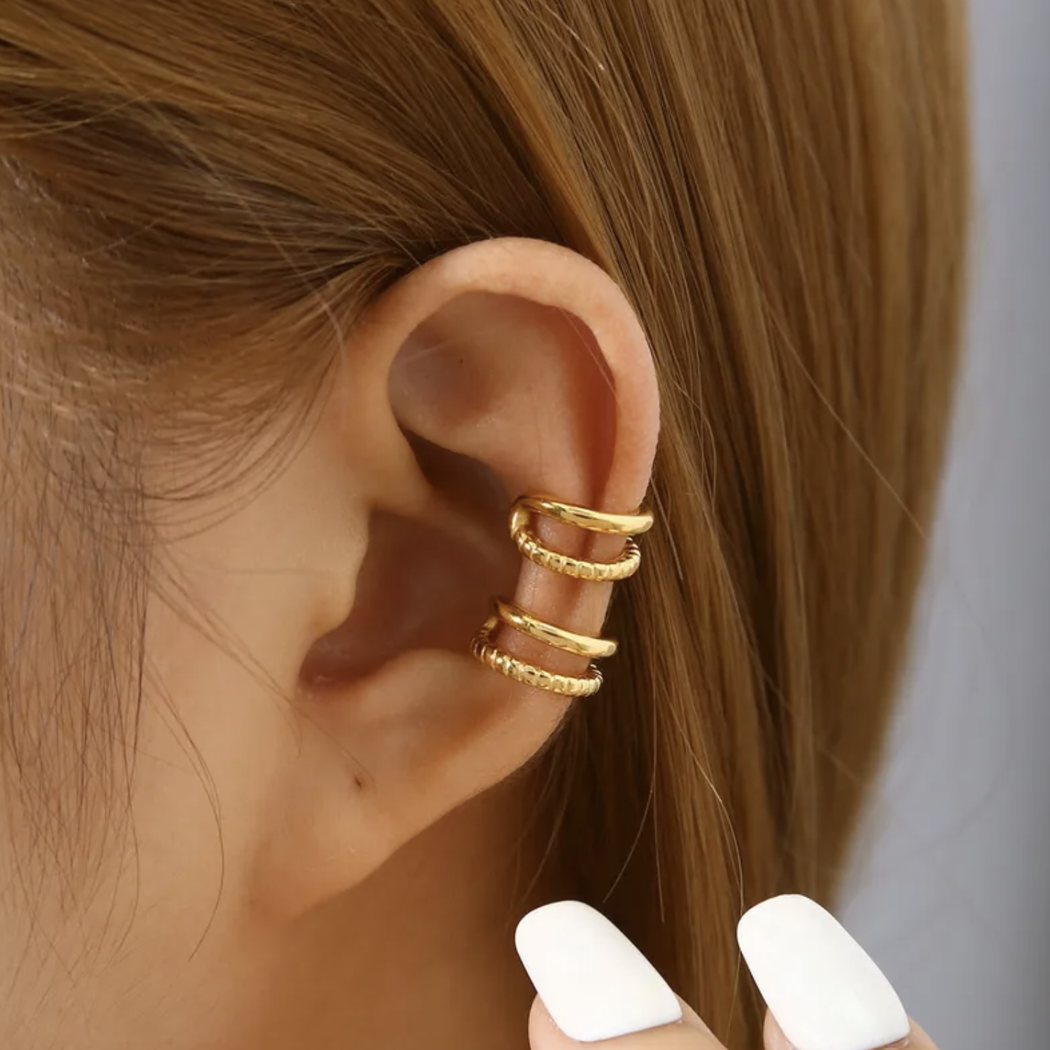 Geometric U-Shaped Ear Clip for Women in Stainless Steel